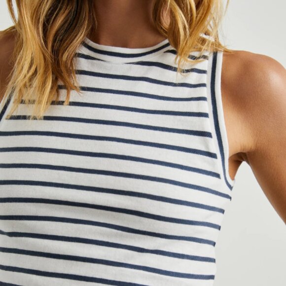 Navy Striped Knit Tank, M - Picture 3 of 8